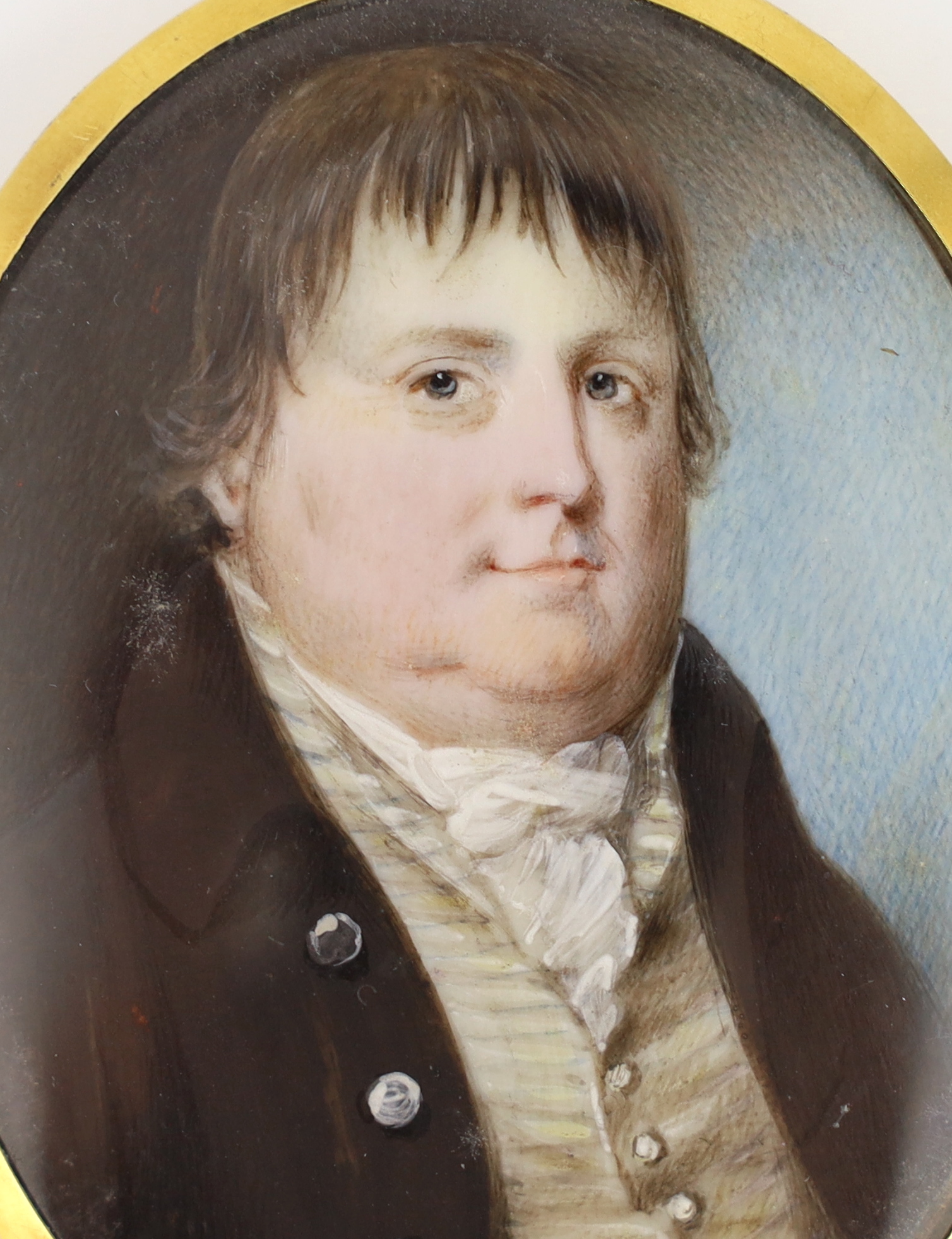 Sarah Bennard Pitman (English, fl.1839-1841), Portrait miniature of a gentleman, watercolour on ivory, 6.5 x 5.1cm. CITES Submission reference Z2DD4ZMZ